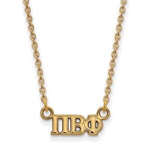 14K Plated Silver Pi Beta Phi XS (Tiny) Greek Letters Necklace